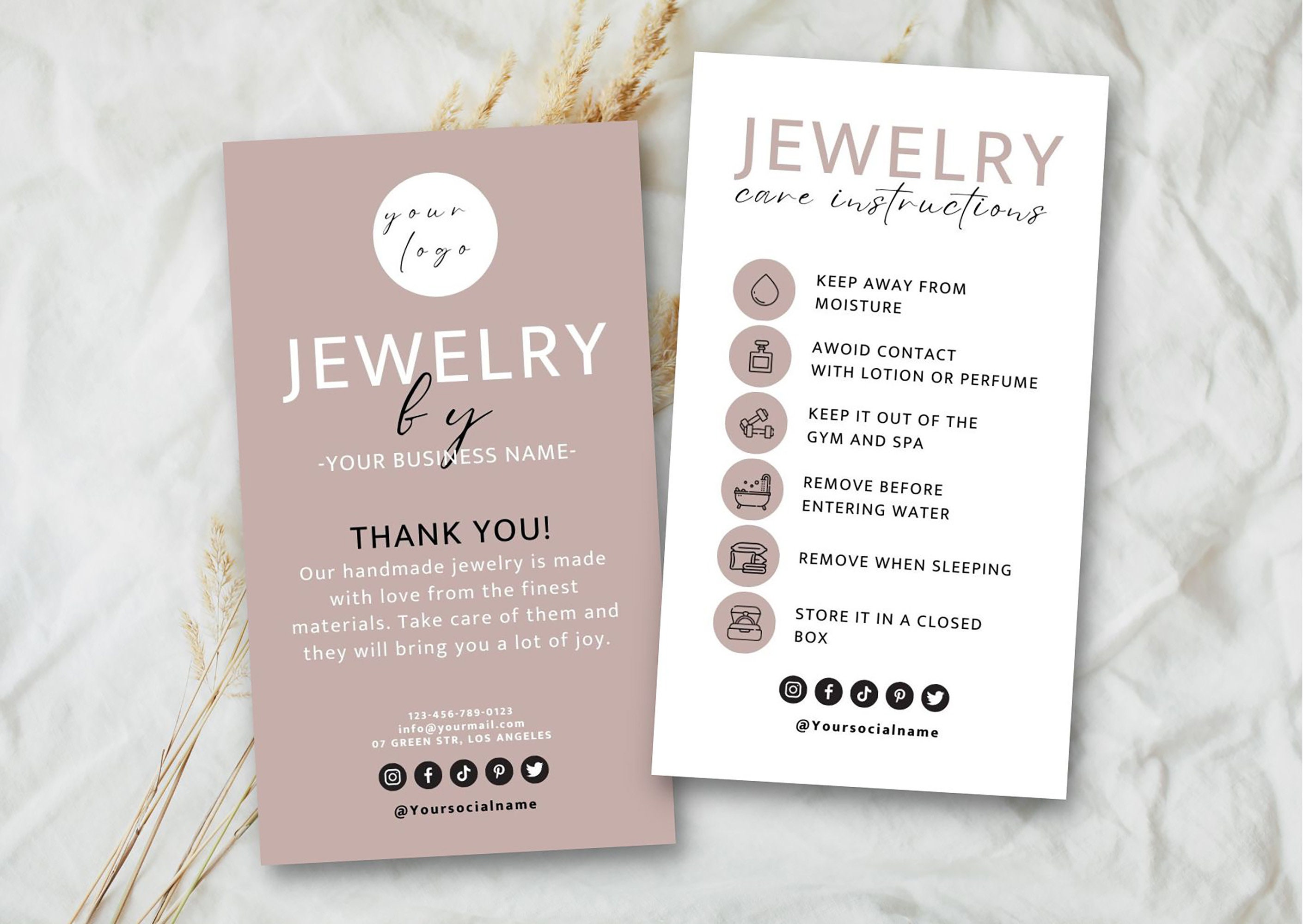 Jewelry Care Card, Printable Jewellery Care Instructions, Editable Jewelry Care Inserts, Earring