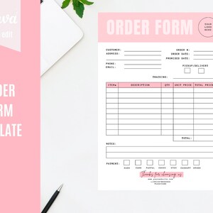 Order Form Template Editable on Canva, Printable Small business Order Forms, Customer Order Form, Purchase Order Form Digital Template