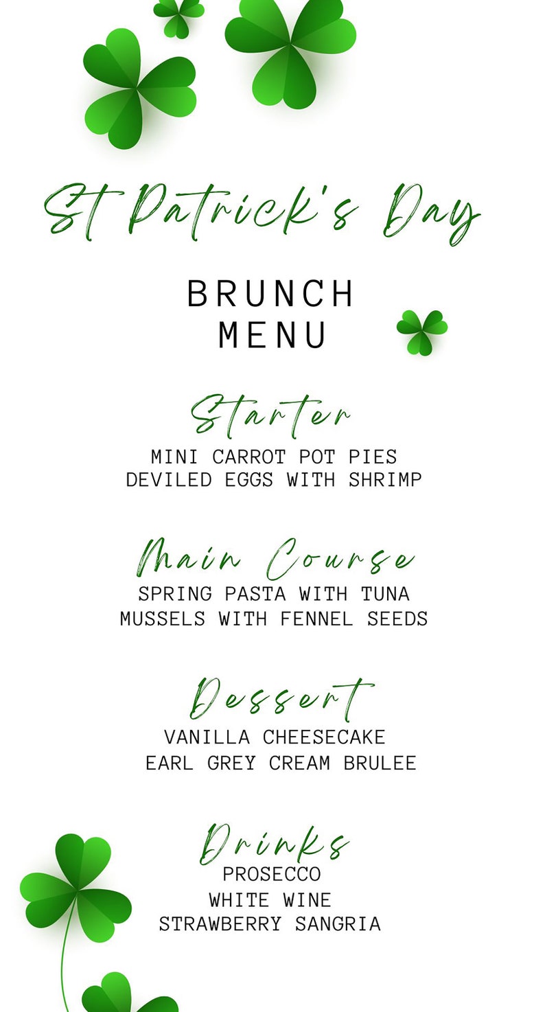 traditional irish menu st patricks day