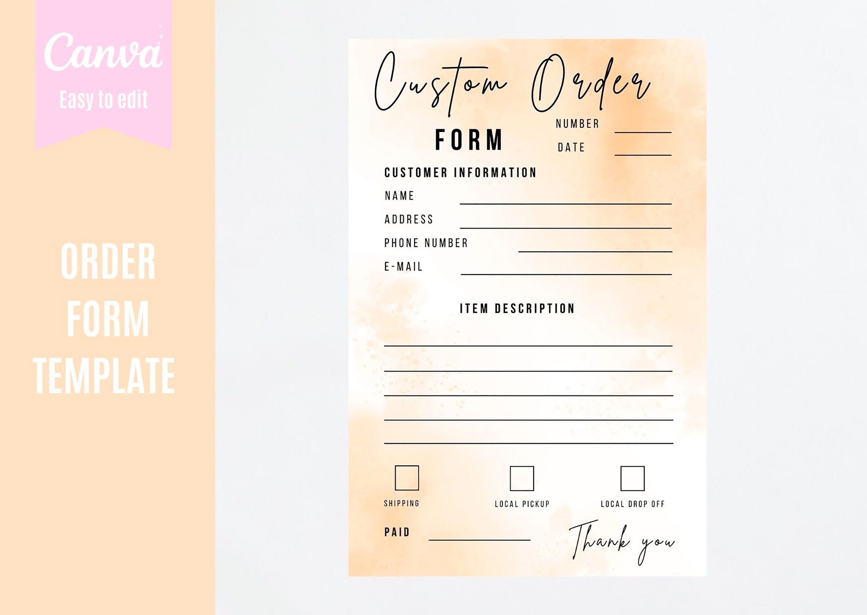 Craft Order Form Editable in Canva, Order Form Template, Etsy Shop ...