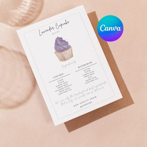 Editable Cupcake Labels Template Minimalist Cake Ingredients - Etsy