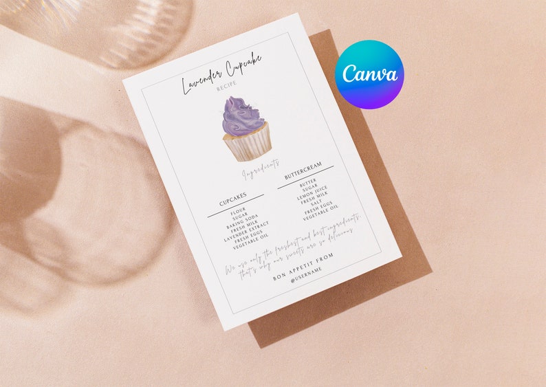 Editable Cupcake Labels Template Minimalist Cake Ingredients - Etsy