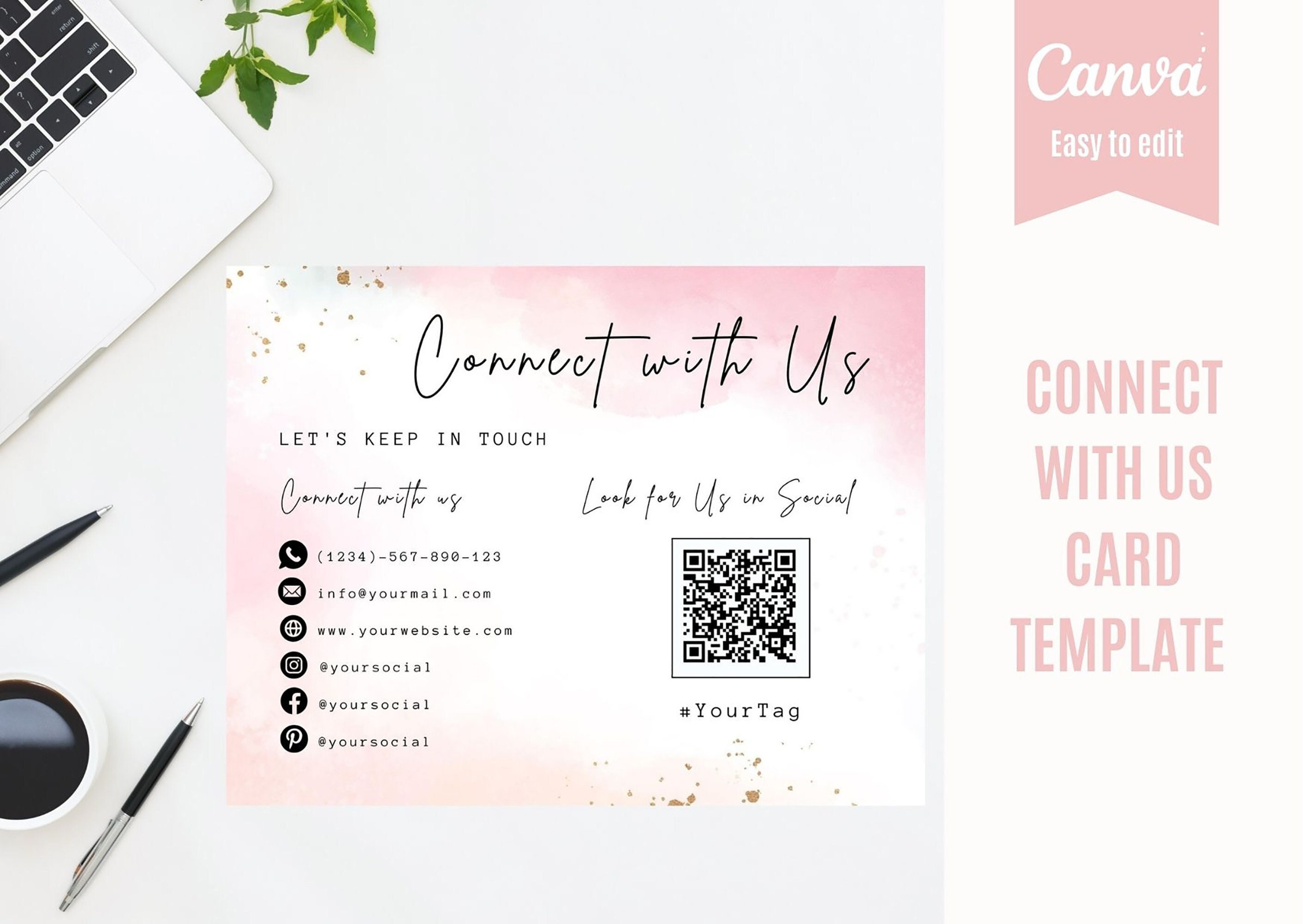 Editable Connect With Us Template Social Media Sign Follow Us on Editable Connect With Us Template Social Media Sign Follow Us on