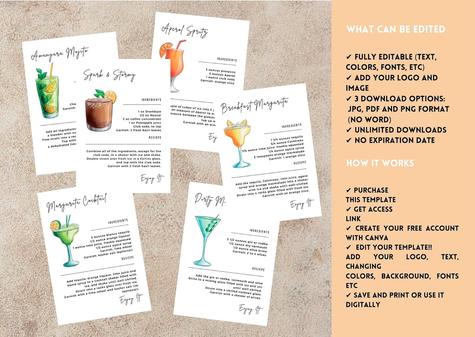 Cocktail Recipe Card Template Canva - Il 1588xN.4399010006 G8nr 