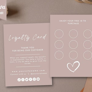 Boho Loyalty Card Template, Customer Loyalty Cards, DIY Editable Rewards Card Design, Printable Loyalty Candle Card, Salon Loyalty Card.