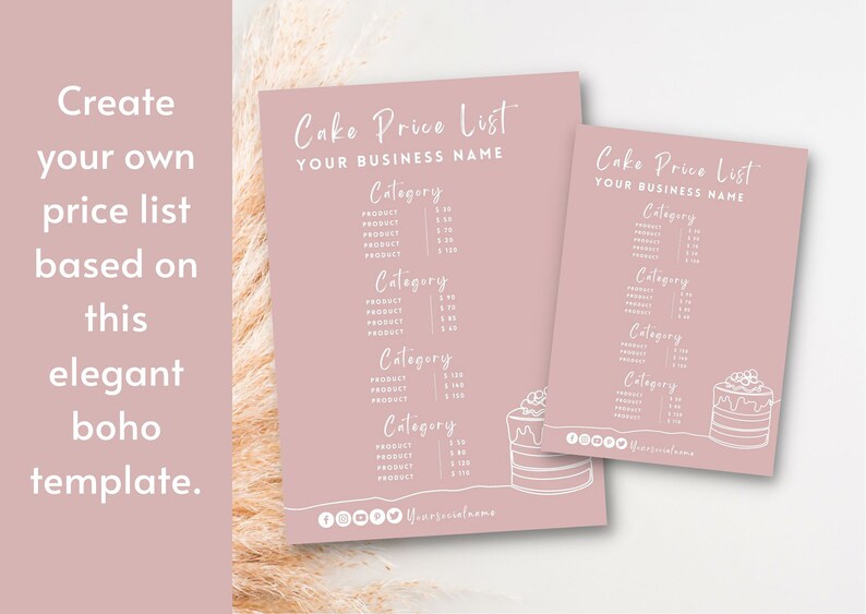 Cake Price List Template Bakery Business Price List Bakery - Etsy