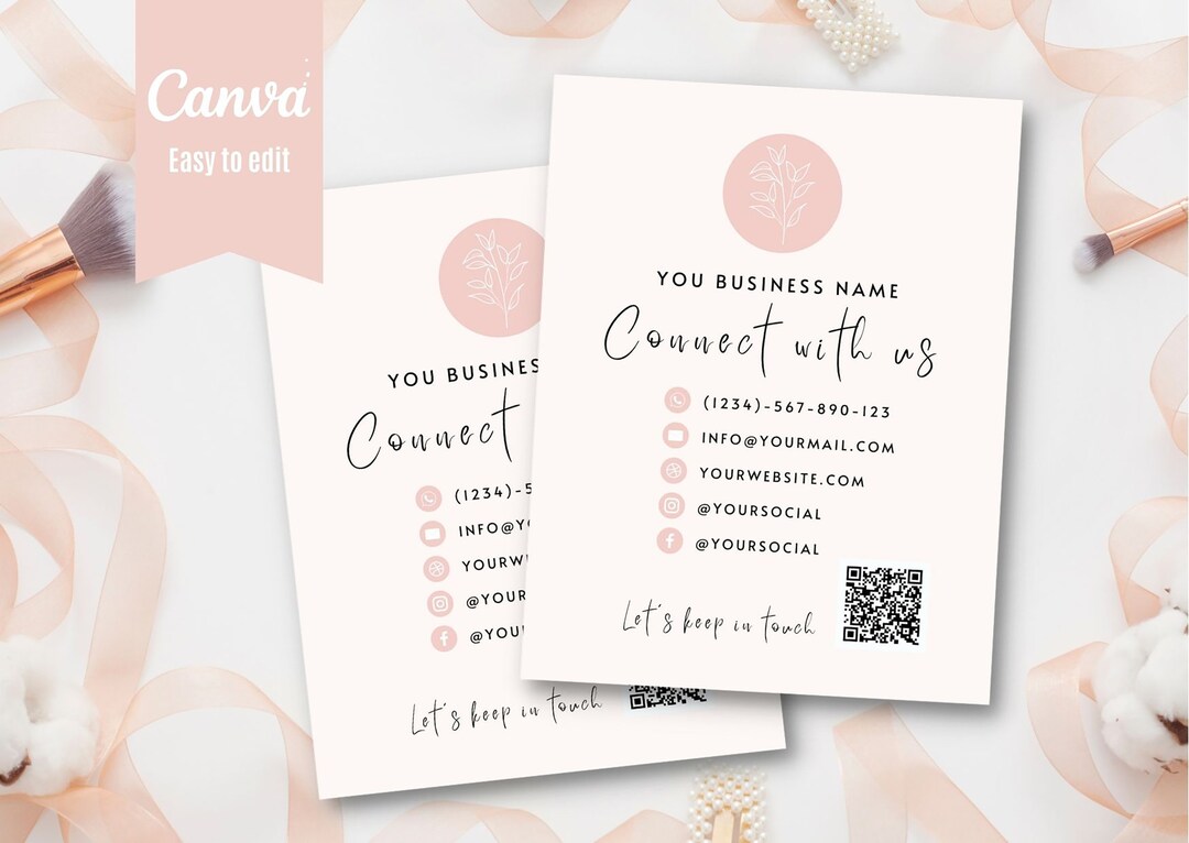 Editable Connect With Us Card Social Media Sign Follow Us on Etsy