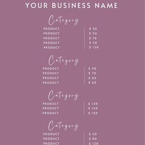 Craft Business Price List Template Small Business Price List Modern Craft Business Price List Template Small Business Price List Modern