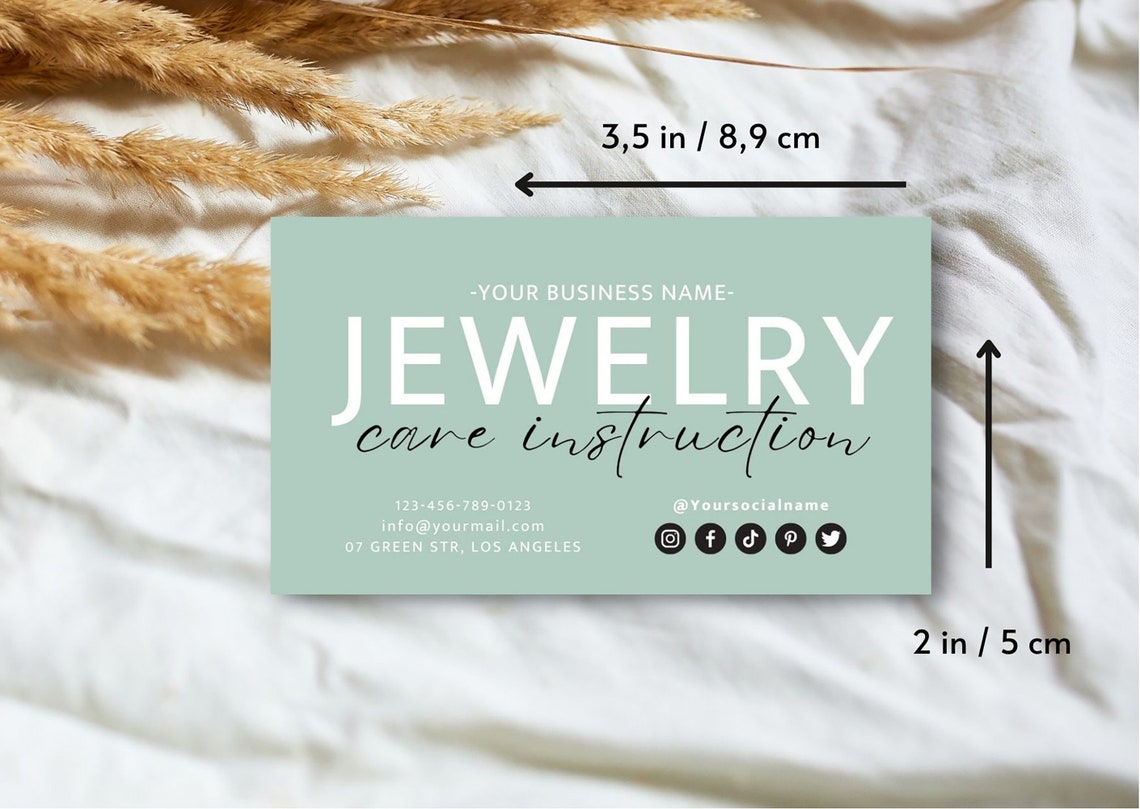 Jewelry Care Card, Printable Jewellery Care Instructions, Editable ...