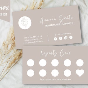 Loyalty Card Template, Boho Customer Loyalty Cards, DIY Editable Rewards Card Design, Printable Loyalty Candle Cards, Salon Loyalty Cards