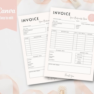 Craft Business Invoice Form, Pink Custom Order Form Template, Printable Invoice Form, Modern Invoice Editable in Canva, Instant Download
