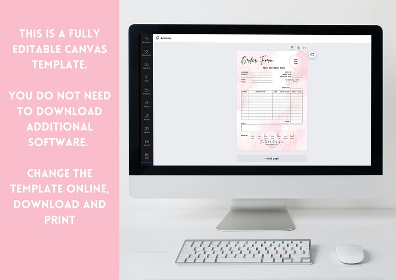 Craft Order Form Template, Editable Invoice Canva Template, Small ...