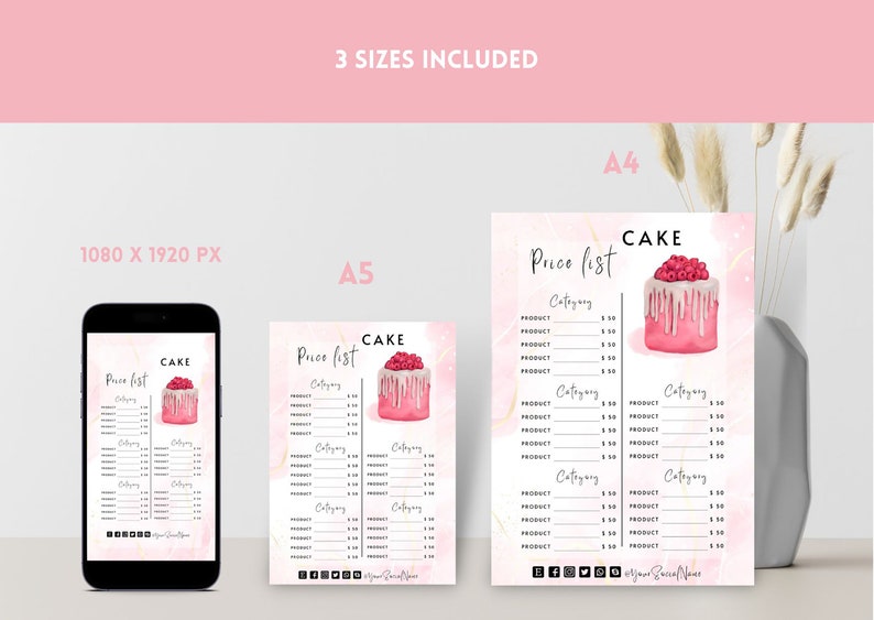 Cake Price List Template Bakery Business Price List Bakery - Etsy