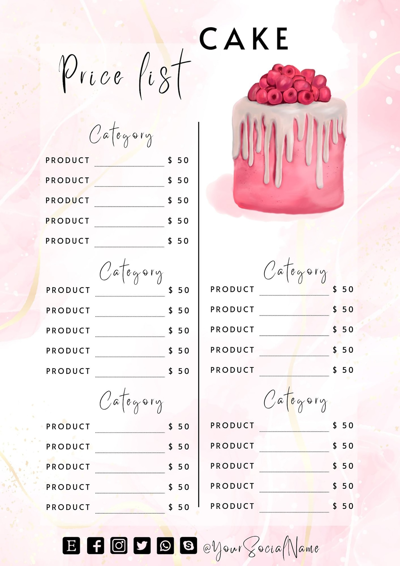 Cake Price List Template Bakery Business Price List Bakery Etsy Cake Price List Template Bakery Business Price List Bakery Etsy
