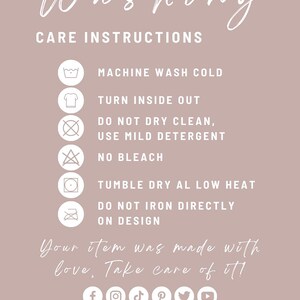 Editable Washing Instructions Boho Printable Apparel Insert - Etsy