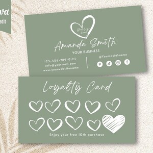 Green Loyalty Card Template, Customer Loyalty Cards, DIY Editable Rewards Card Design, Printable Loyalty Candle Card, Salon Loyalty Card.