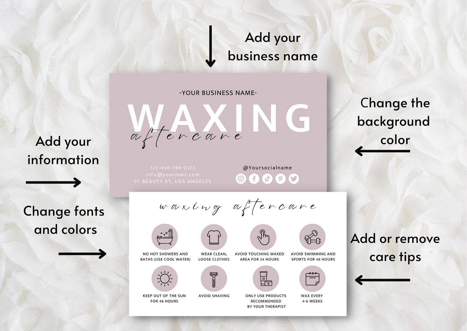 Waxing Aftercare Card, Hair Wax Care Card, Waxing Aftercare Card Canva