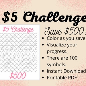 Five Dollar Savings Challenge - Save 500