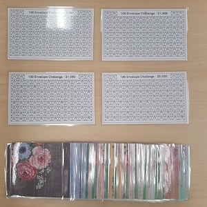 100 Envelope Savings Challenge, 100 Cash Envelope Challenge, 100 Cash Savings, Mini Cash Envelopes, Savings Tracker, Small Farmhouse Flowers