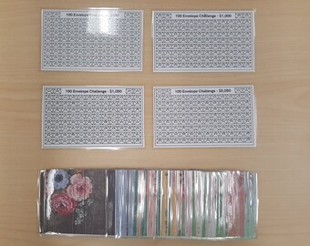 100 Envelope Savings Challenge, 100 Cash Envelope Challenge, 100 Cash Savings, Mini Cash Envelopes, Savings Tracker, Small Farmhouse Flowers