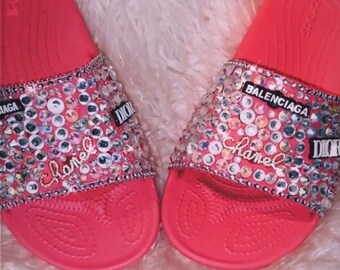 bling crocs slides