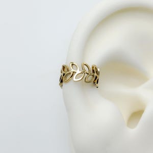 Tour d'oreille feuille d'or, Acier inoxydable, Manchette non percée, Manchette simple, Manchette cartilage, Anneau en forme de C, Tour d'oreille féminin, Imperméable, Délicat