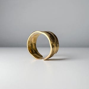 Gold Plated Cigar Band Ring, Adjustable Stainless Steel, Waterproof