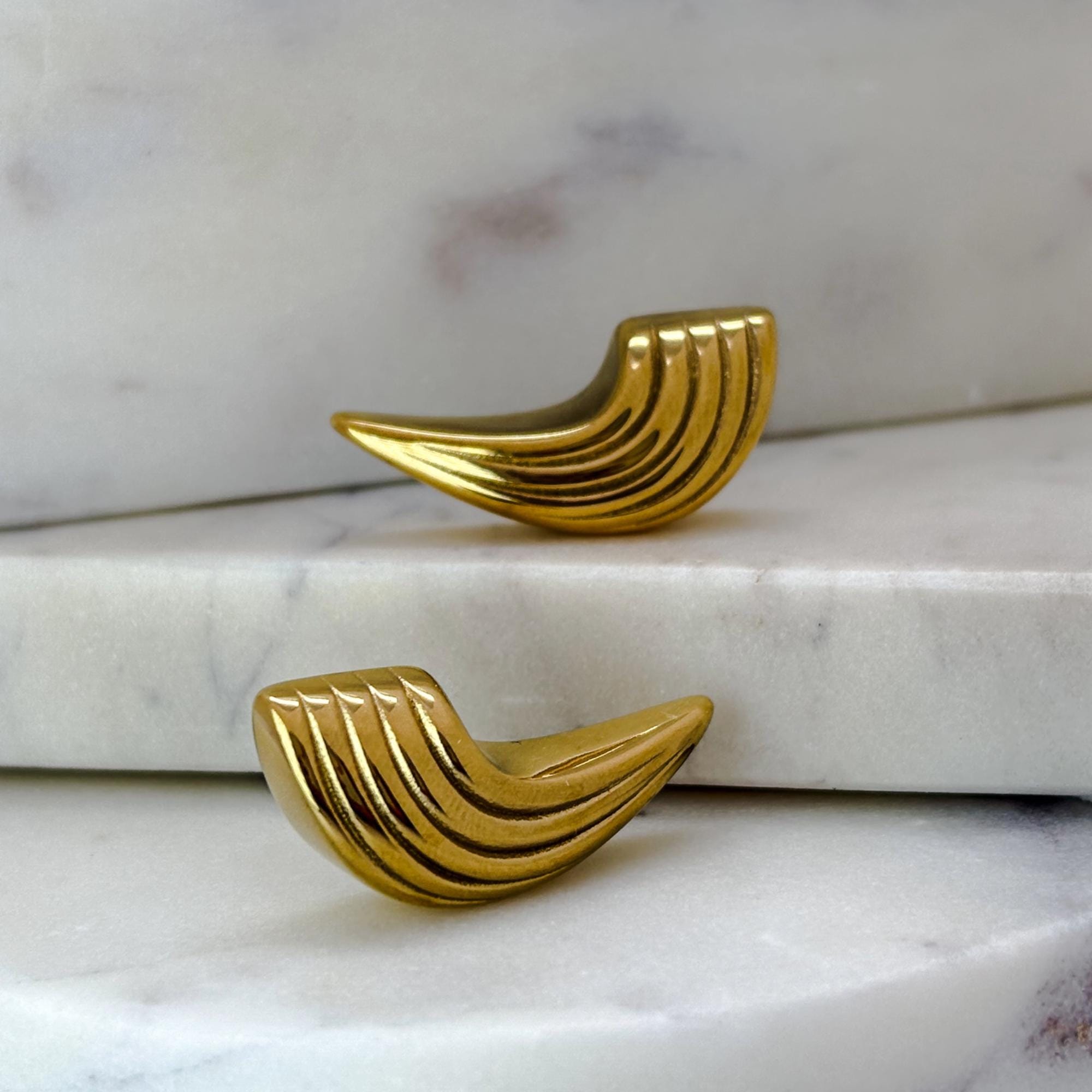 Gold Wing Studs, Stainless Steel, No Tarnish, Waterproof, Fade Proof, Gift For Her, Chunky Studs, Sleek Modern Studs, Statement Earrings