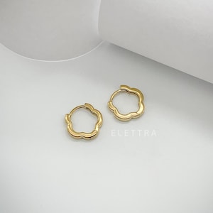Dainty Gold Huggie Hoops: Waterproof Stainless Steel Earrings, No Tarnish, Mini Wavy Earrings
