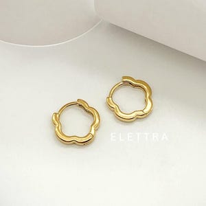 Dainty Gold Huggie Hoops, Waterproof Stainless Steel Earrings, No Tarnish, Mini Wavy Earrings