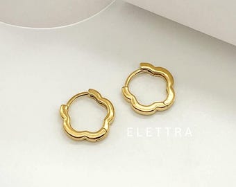 Dainty Gold Huggie Hoops, Waterproof Stainless Steel Earrings, No Tarnish, Mini Wavy Earrings