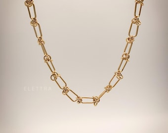 Gold Knot Chain Necklace, Stainless Steel, Chunky Gold Plated Chain, Layering Chain, No Tarnish, Waterproof, Everyday wear, Gift For Her