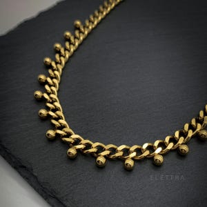 Chunky Gold Ball Chain Necklace, Waterproof Stainless Steel Cuban Link, Tarnish-Free Statement Jewelry
