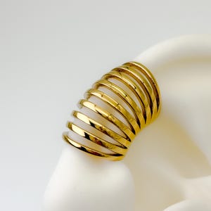 Winding Spring-Shaped Ear Cuff, Stainless Steel, Non-Pierced Cuff, Single Band Cuff, Cartilage Cuff, Ring C-shaped, Waterproof, Multi Layer