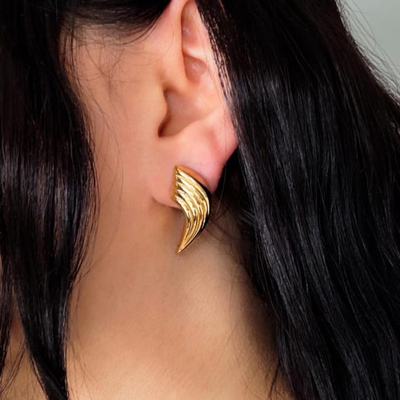 Gold Wing Studs, Stainless Steel, No Tarnish, Waterproof 