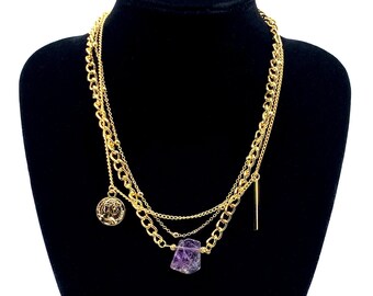 Amethyst Gemstone Layered Necklace