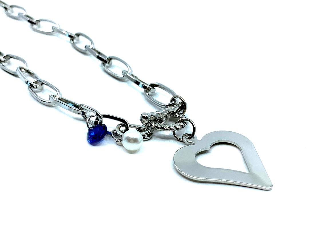 Heart Chain Necklace, Gift for Mom, Gift for Mom, Free Gift Box, Egirl