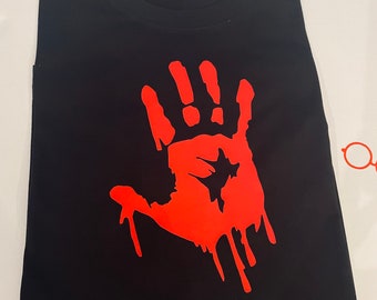 T-shirt à imprimé à la main rouge (UK Sizing)