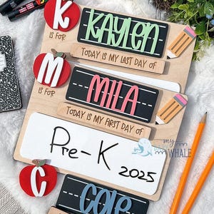 First & Last Day of School Sign – Personalized Reusable Board for Kids | Custom Name Back to School Photo Prop | Dry Erase School Sign