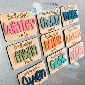 Personalized Kids Art Display Magnet: 'Look What I Made' Fridge Decor