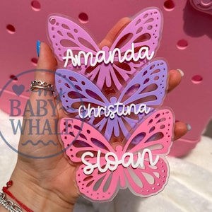 Personalized Backpack Name Tag | Custom Butterfly Keychain for Kids | Acrylic Name Charm | School Bag Tag | Gift for Girls