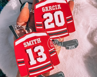 Custom Hockey Player Jersey Ornament| Sports Christmas Gift| Team Color Sports Ornament Gift for Players | Personalized Hockey Team Ornament