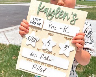 Personalized First Day of School Board: Dry Erase, Magnetic Sign