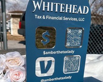 Social Media Sign| QR Code Display Sign| Business Sign|  Payment Sign Business Card Holder| Custom Logo Sign| QR Code Sign| Multi QR Code