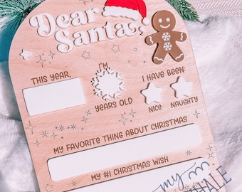 Kids Christmas Eve Santa Letter| Dear Santa Board, Christmas Photo Prop for Kids, Reusable Christmas  Dear Santa Sign, Christmas Wish List