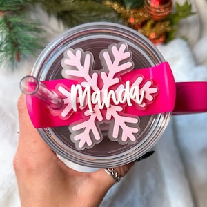 Christmas Stanley Tumbler Accessories Snowflake Christmas Tumbler Tag  Stanley Name Plate Tumbler Personalized Name Tag Stanley Name Plate 