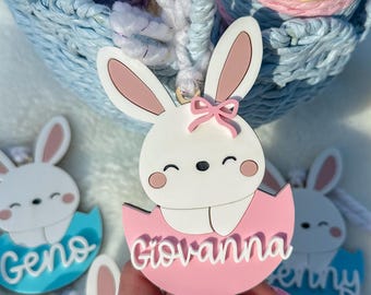 Cute Bunny Easter Name Tag, Easter Basket Tags, Easter Basket, Easter Decor, Easter Bunny Acrylic Name Tag, Bunny Tag Easter Gift for Kids