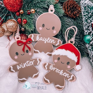 Gingerbread Stocking Name Tag Personalized Christmas Tag| Christmas Ornaments| Name Tags Family Stockings| Christmas Gift Name Tags