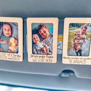 Father’s Day Gift for Dad, Personalized Photo Car Visor Clip,Gift for Grandpa, Custom Photo Frame, Drive Safe Daddy, Photo Frame for Car