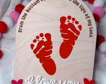 My first Valentines| Valentine's Day Footprint Sign| Kids Milestones| Footprint Sign| Valentine's Day DIY| Valentine's Basket Stuffers